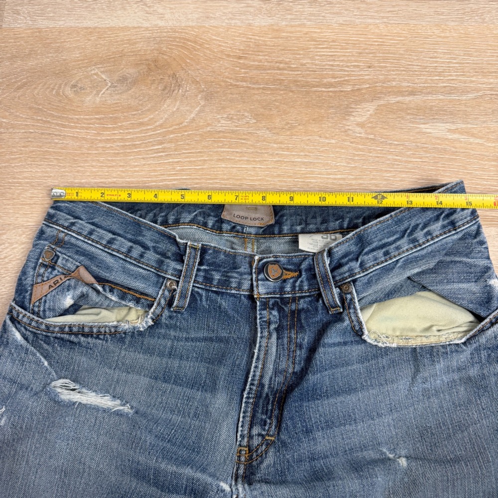 Ariat M4 Low Rise Relaxed Boot Cut Jeans Mens 32x32 Medium Wash Distressed Denim - Picture 4 of 7